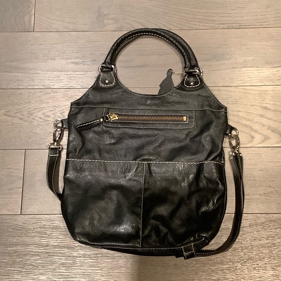 Roots Handbags - Roots Black Leather Lauren Shoulder Bag